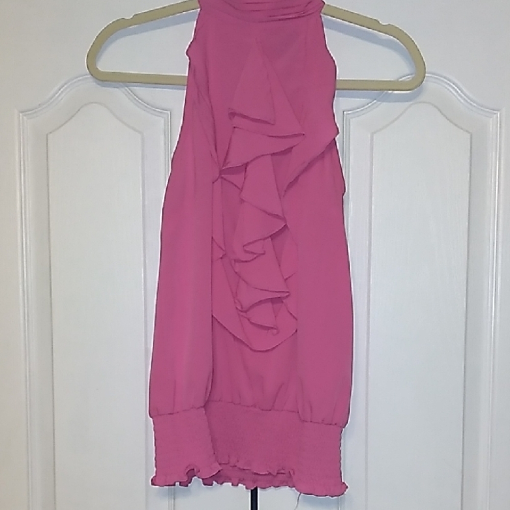 Elegant Pink Ruffle Halter Top